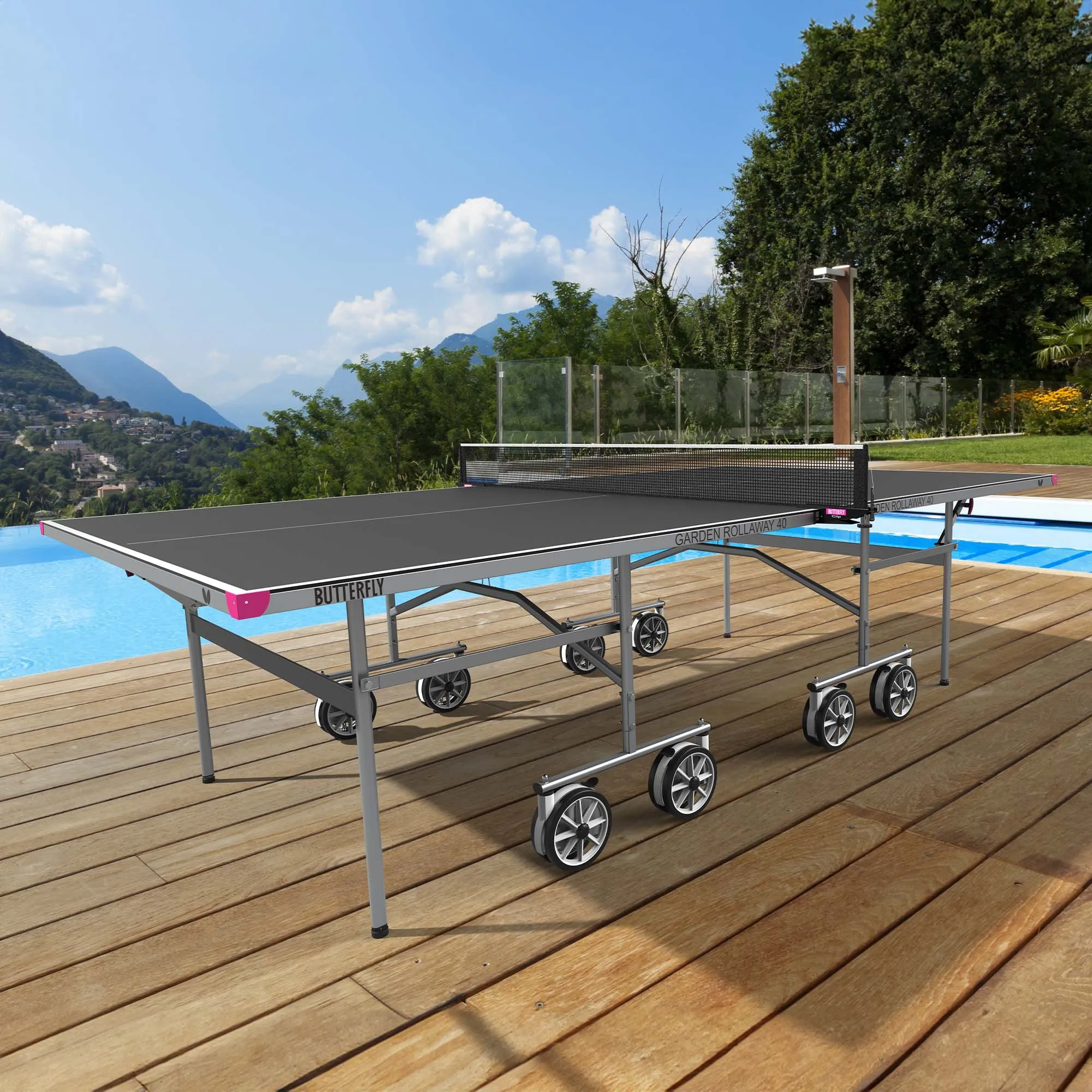 Butterfly Garden 40 Rollaway Outdoor Table Tennis Table