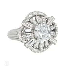 Cartier 1950s diamond and platinum cluster ring