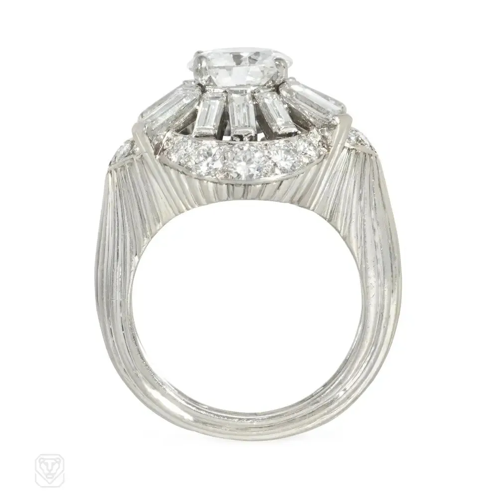 Cartier 1950s diamond and platinum cluster ring