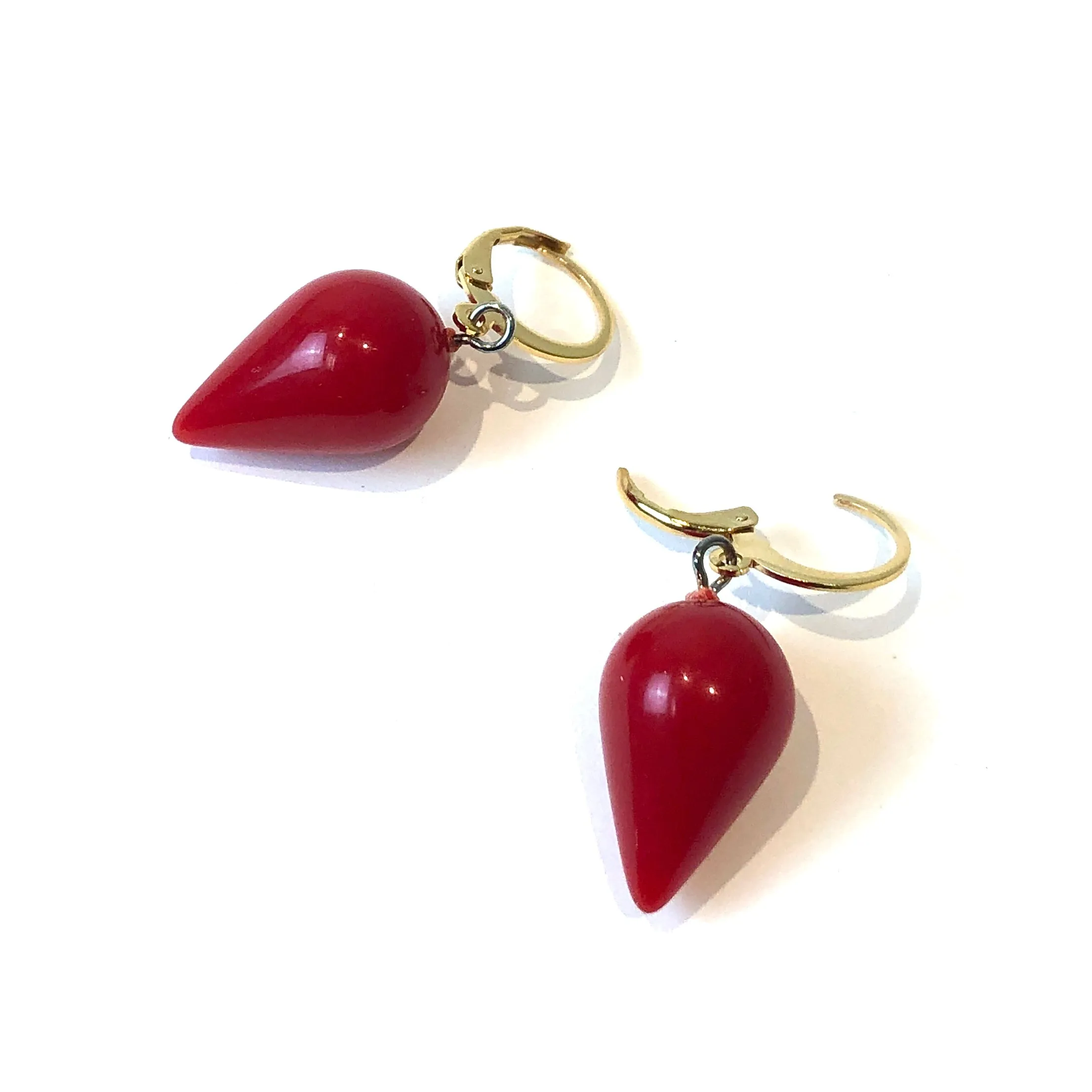 Cherry Red Mondo Spike Cuff Hoops