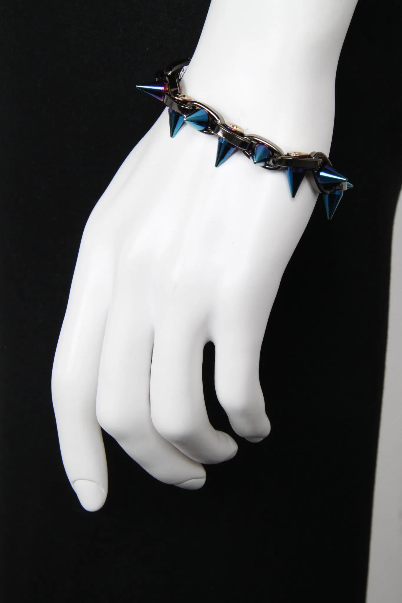 Cosmic Warrior Double Row Spike Bracelet, Hematite