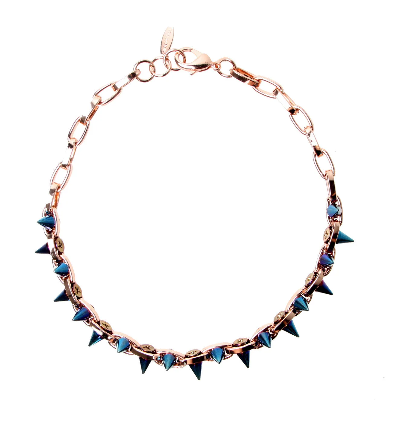 Cosmic Warrior Double Row Spike Necklace, Rose