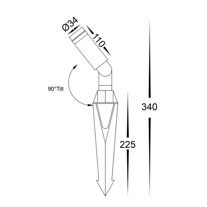 Cylindrical Adjustable Spike Light | Assorted Finish | TRIColour