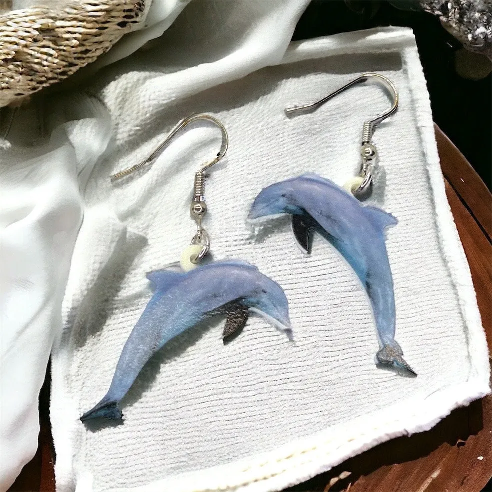 Dolphin Earrings - Dolphin Jewelry, Handmade Earrings, Handmade Jewelry, Animal Earrings, Animal Jewelry, Dolphins, Ocean Animals