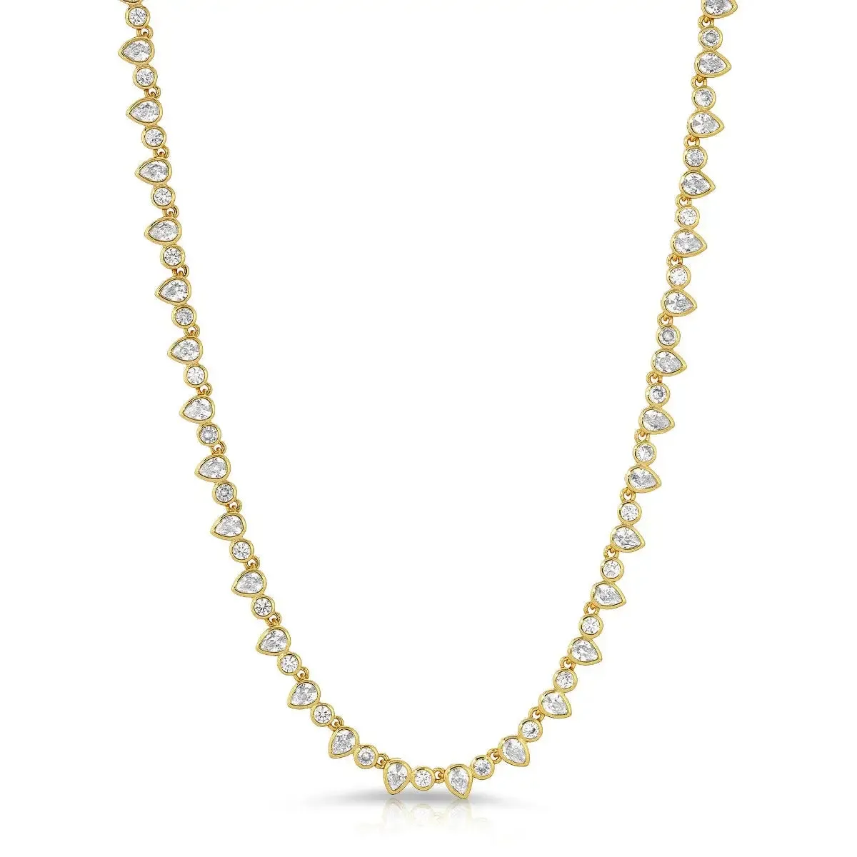 Elizabeth Stone Teardrop Tennis Necklace in Gold