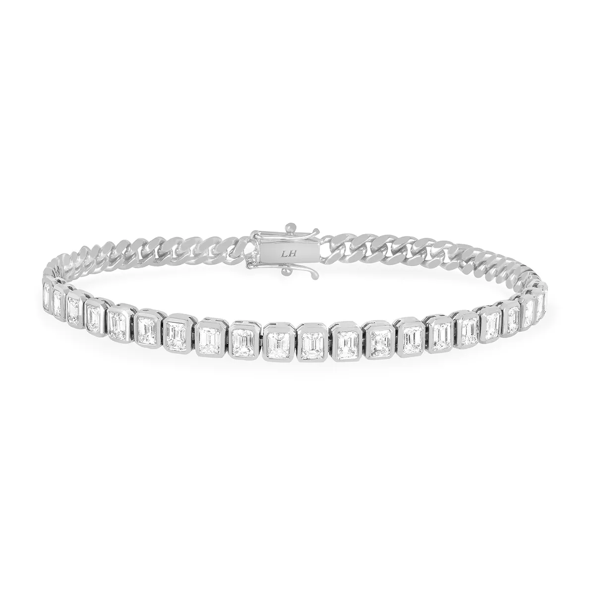 Emerald Cut Diamond Cuban Bracelet