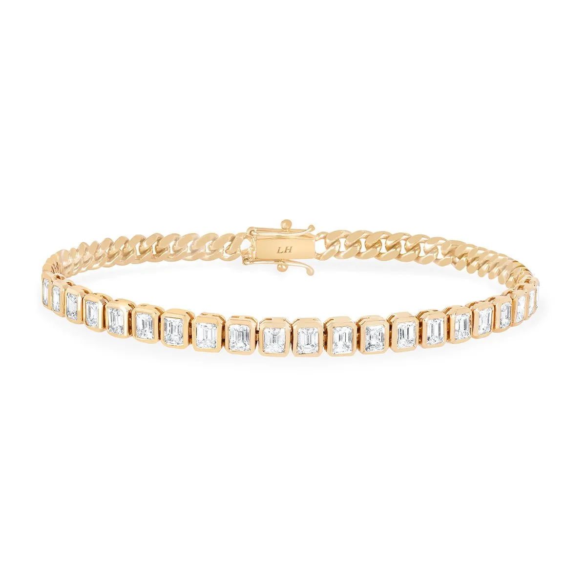 Emerald Cut Diamond Cuban Bracelet