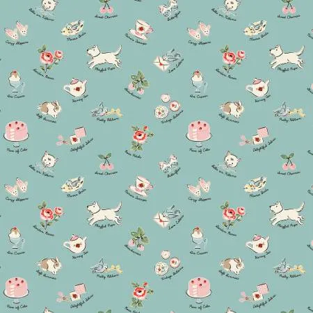 Fabric FAVORITE THINGS BLUE by Elea Lutz from the My Favorite Things Collection for Poppie Cotton, # FT23702