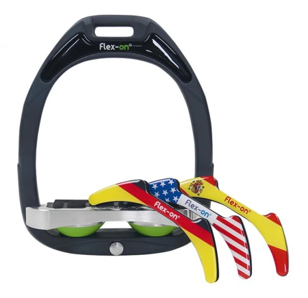 Flex-On Green Composite Inclined Ultra Grip Stirrups DARK GREY/BLACK/PINK