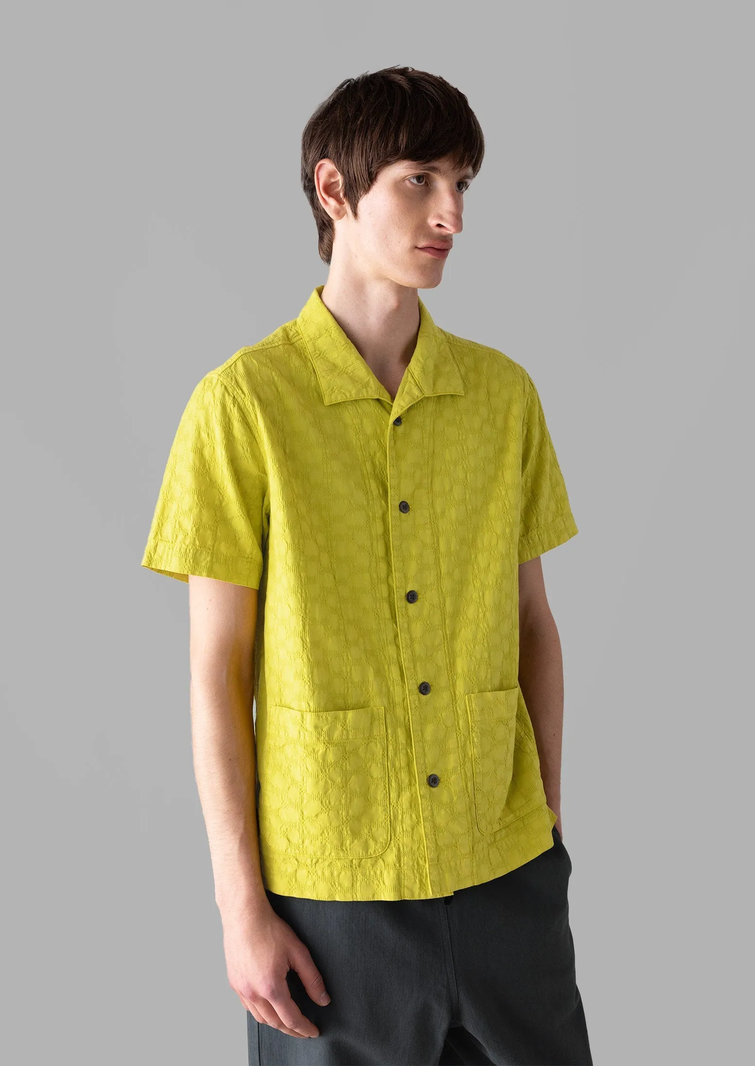 Fly Away Collar Jacquard Shirt | Billi Flower Yellow