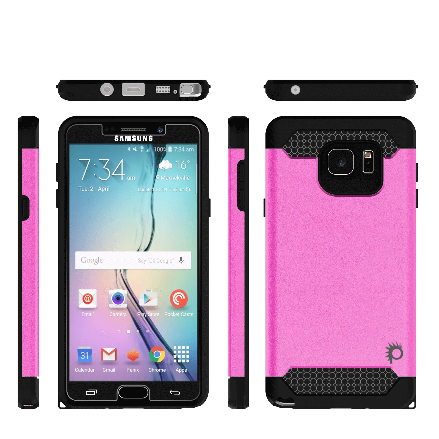 Galaxy Note 5 Case PunkCase Galactic Pink Series Slim Armor Soft Cover Case w/ Tempered Glass