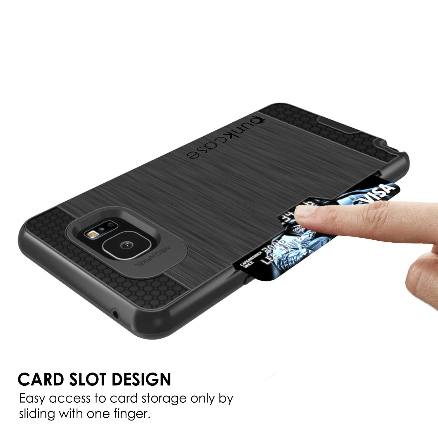 Galaxy Note 5 Case PunkCase SLOT Black Series Slim Armor Soft Cover Case w/ Tempered Glass