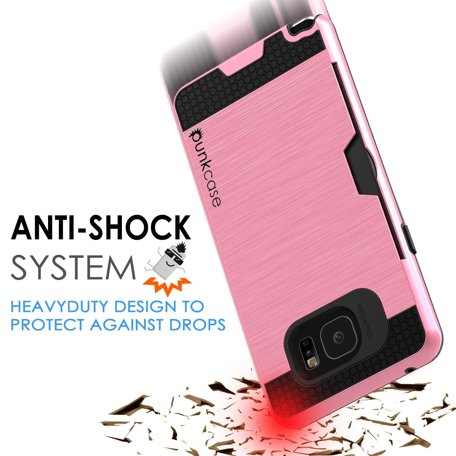 Galaxy Note 5 Case PunkCase SLOT Pink Series Slim Armor Soft Cover Case w/ Tempered Glass