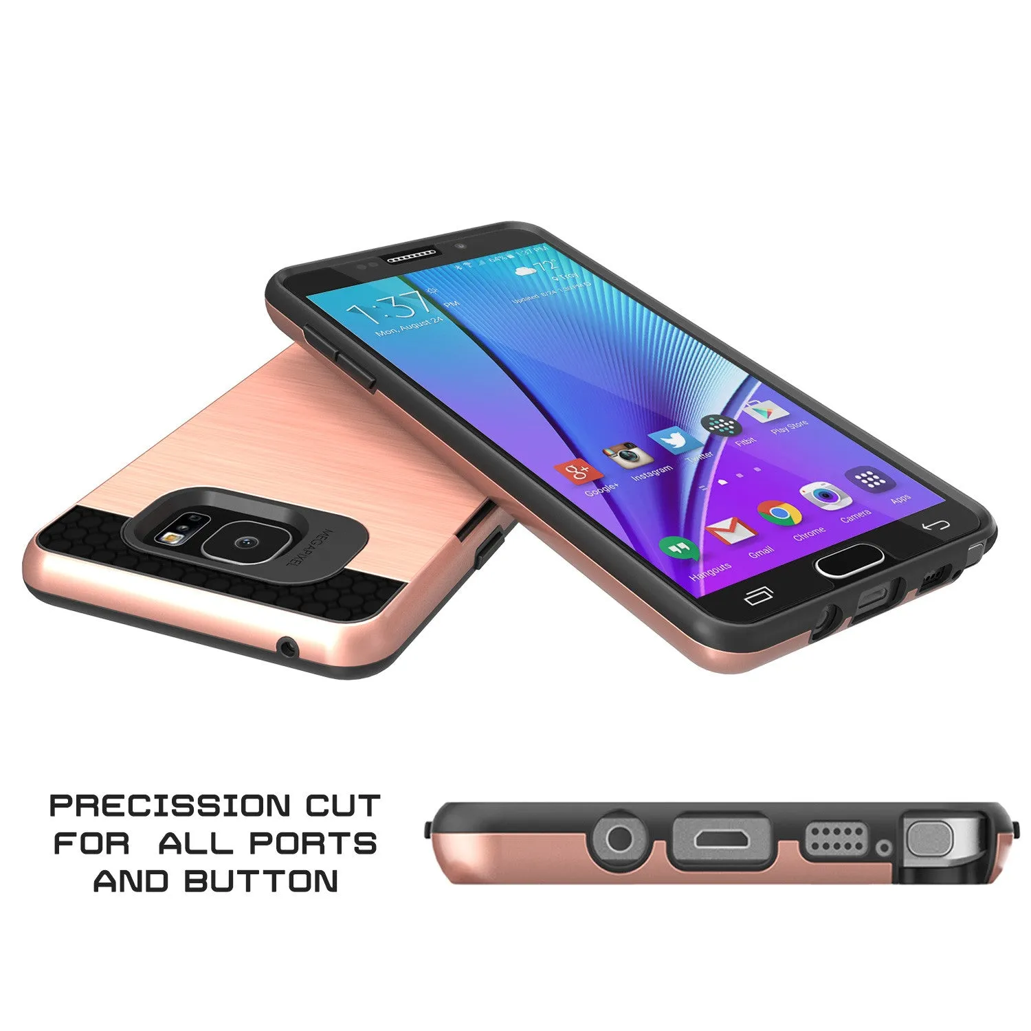 Galaxy Note 5 Case PunkCase SLOT Rose Series Slim Armor Soft Cover Case w/ Tempered Glass