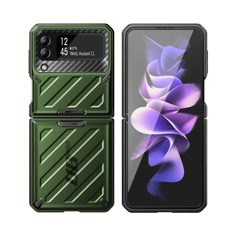 Galaxy Z Flip3 Unicorn Beetle PRO Rugged Case with Belt Clip-Dark Green