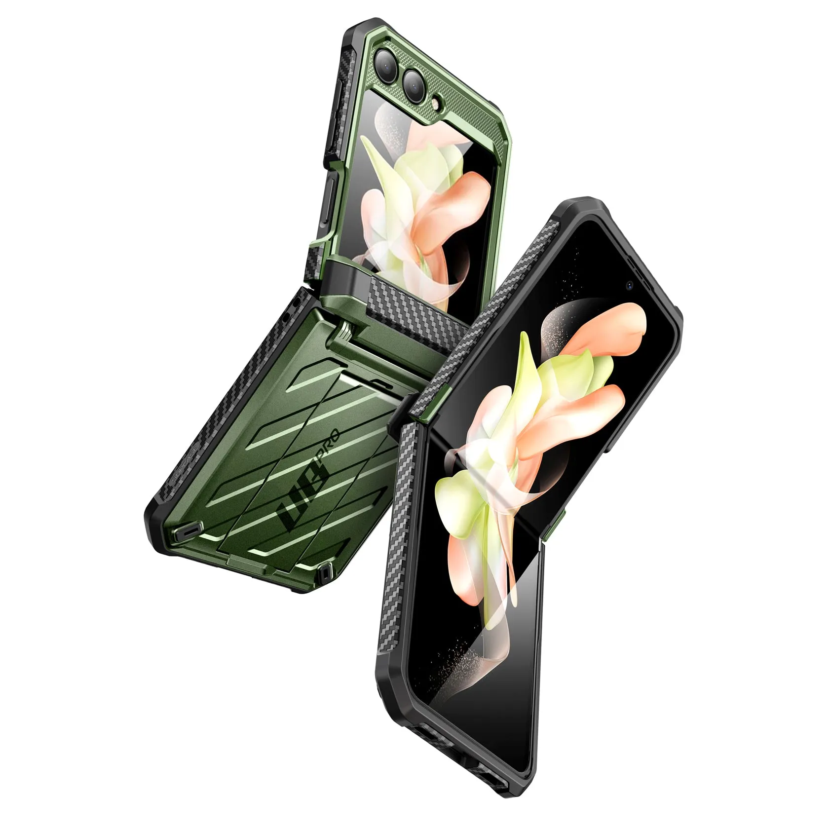 Galaxy Z Flip5 Unicorn Beetle PRO Rugged Case with Belt Clip-Dark Green