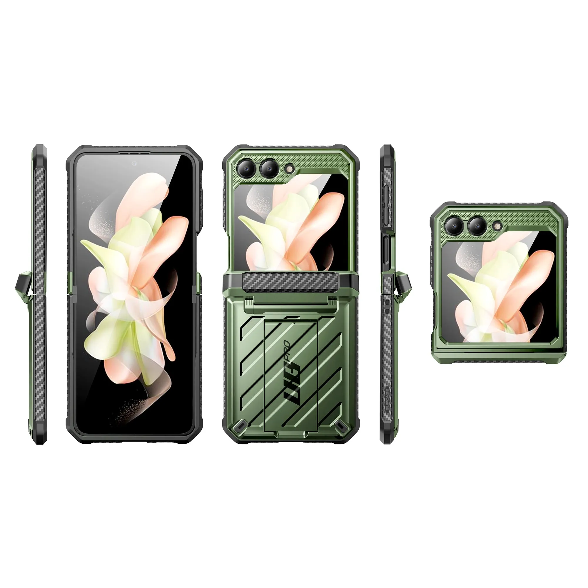 Galaxy Z Flip5 Unicorn Beetle PRO Rugged Case with Belt Clip-Dark Green