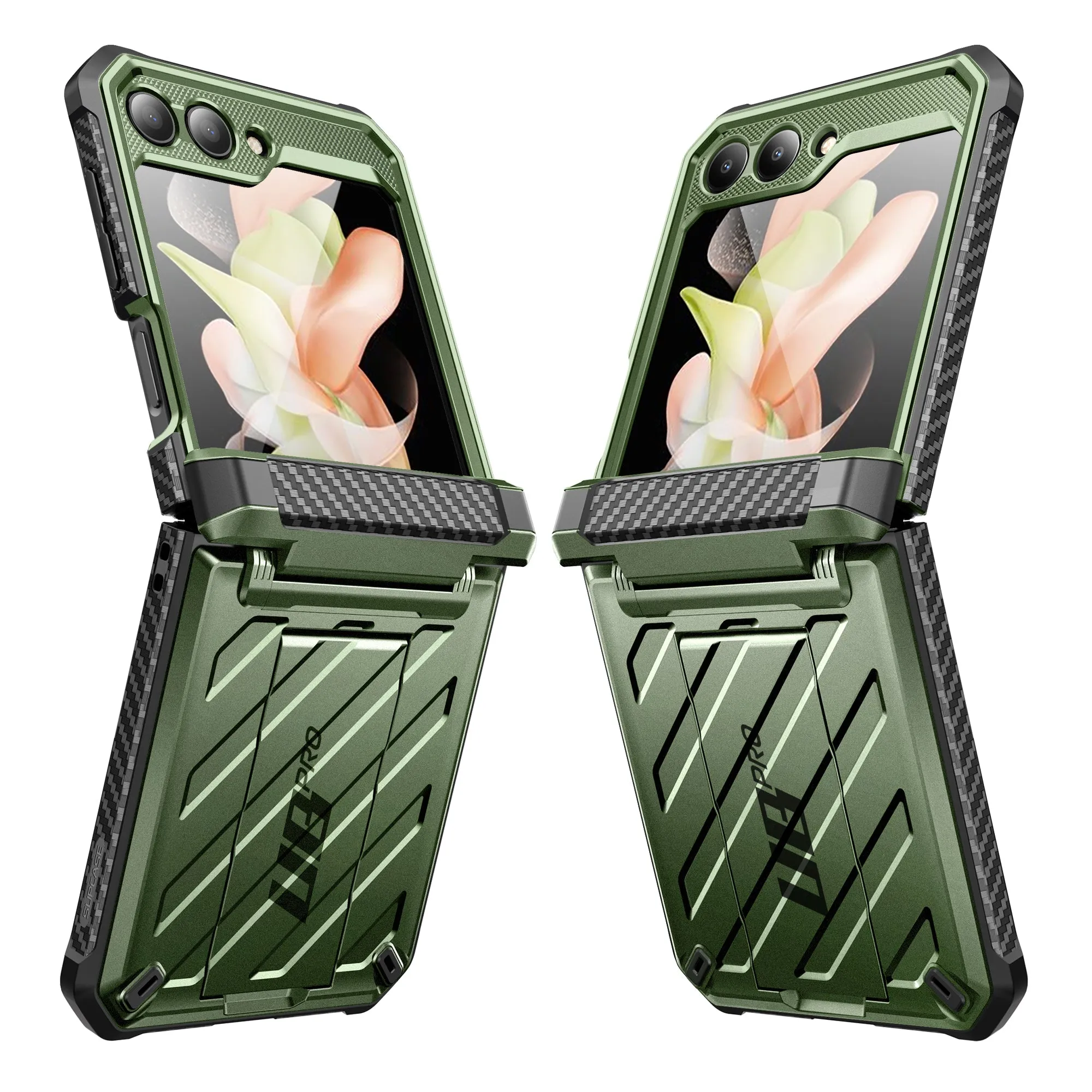 Galaxy Z Flip5 Unicorn Beetle PRO Rugged Case with Belt Clip-Dark Green