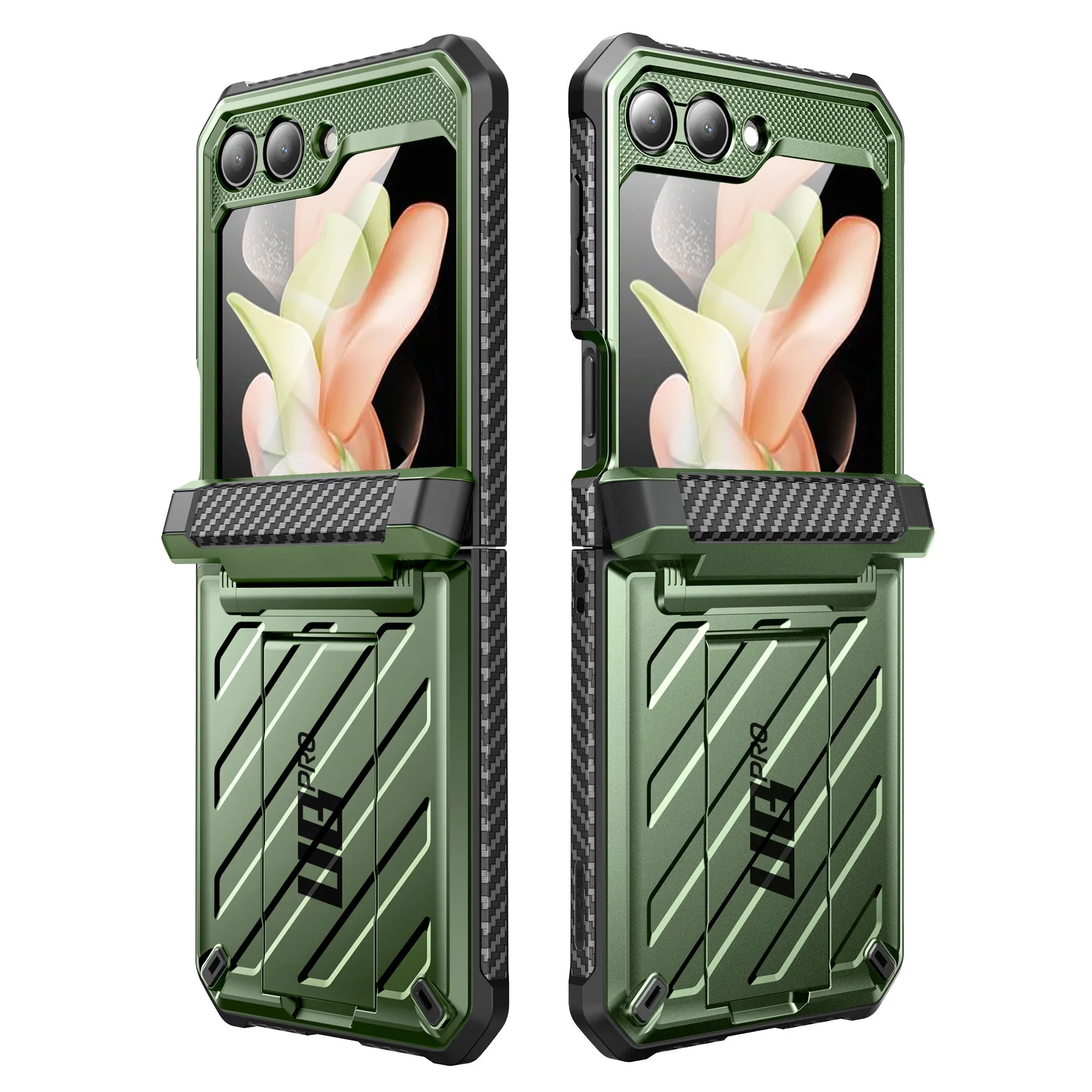 Galaxy Z Flip5 Unicorn Beetle PRO Rugged Case with Belt Clip-Dark Green