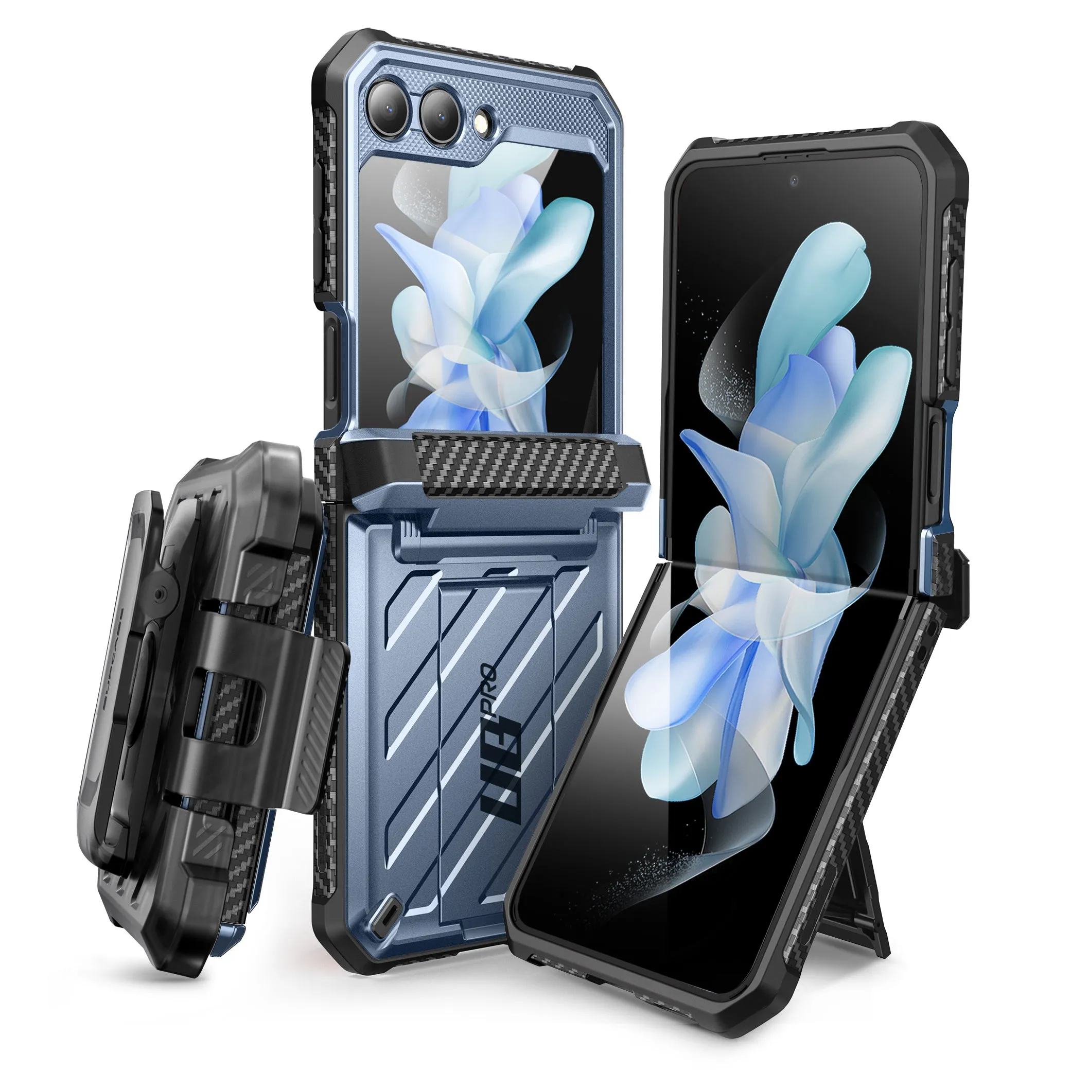 Galaxy Z Flip5 Unicorn Beetle PRO Rugged Case with Belt Clip-Metallic Blue