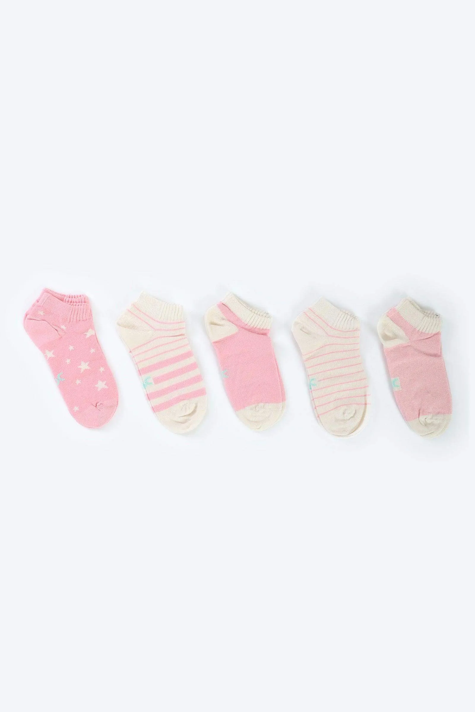 Girly Cotton Ankle Socks - 5 Pairs