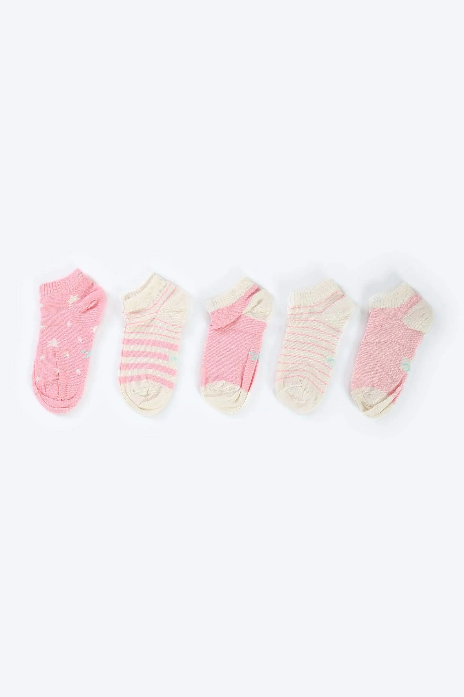 Girly Cotton Ankle Socks - 5 Pairs