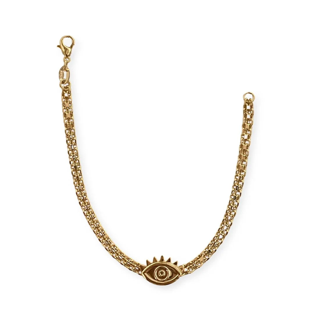 Gold Filled Evil Eye Spike Bracelet