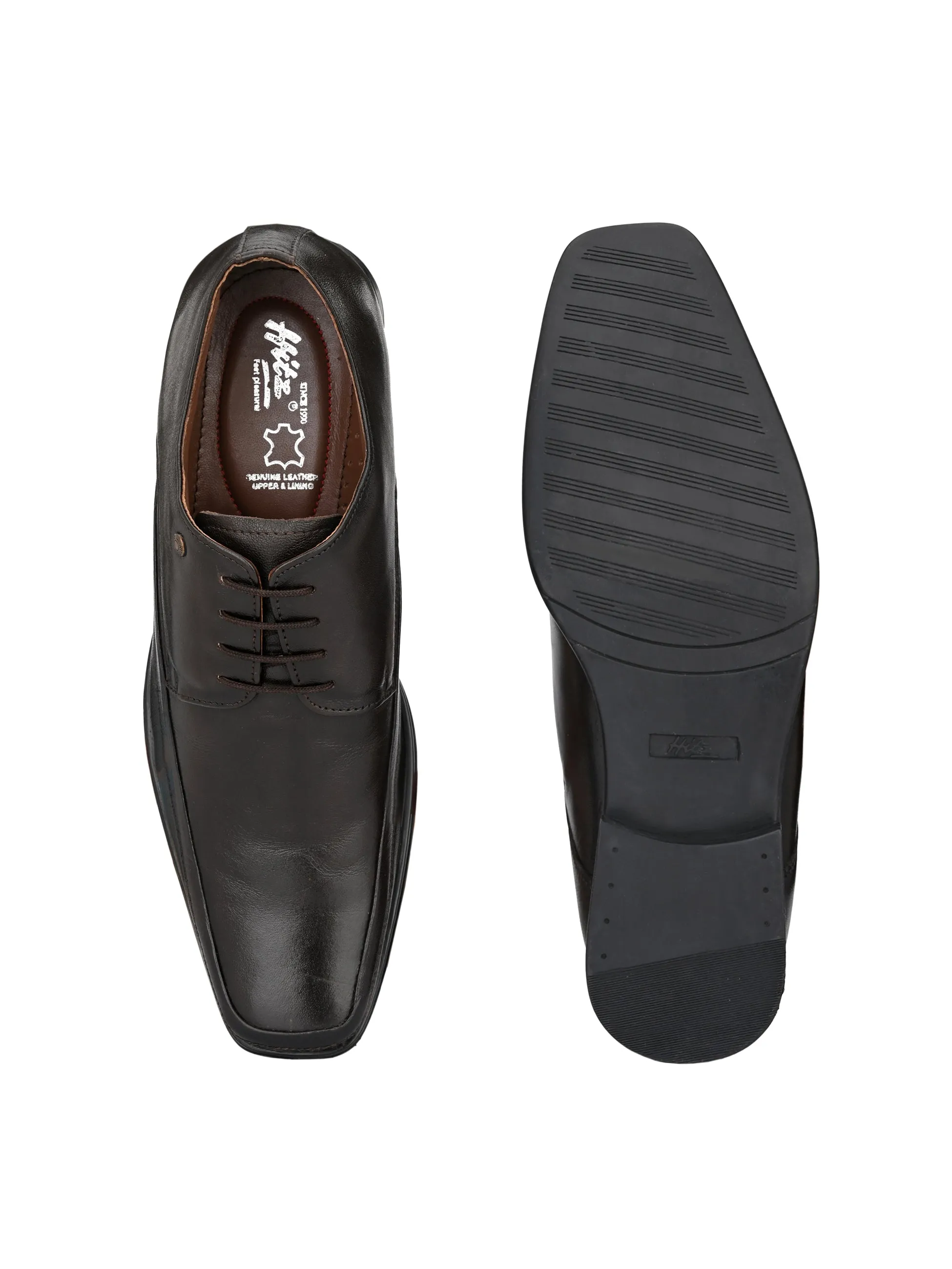 Hitz Men's Brown Leather Lace-up Formal Shoes