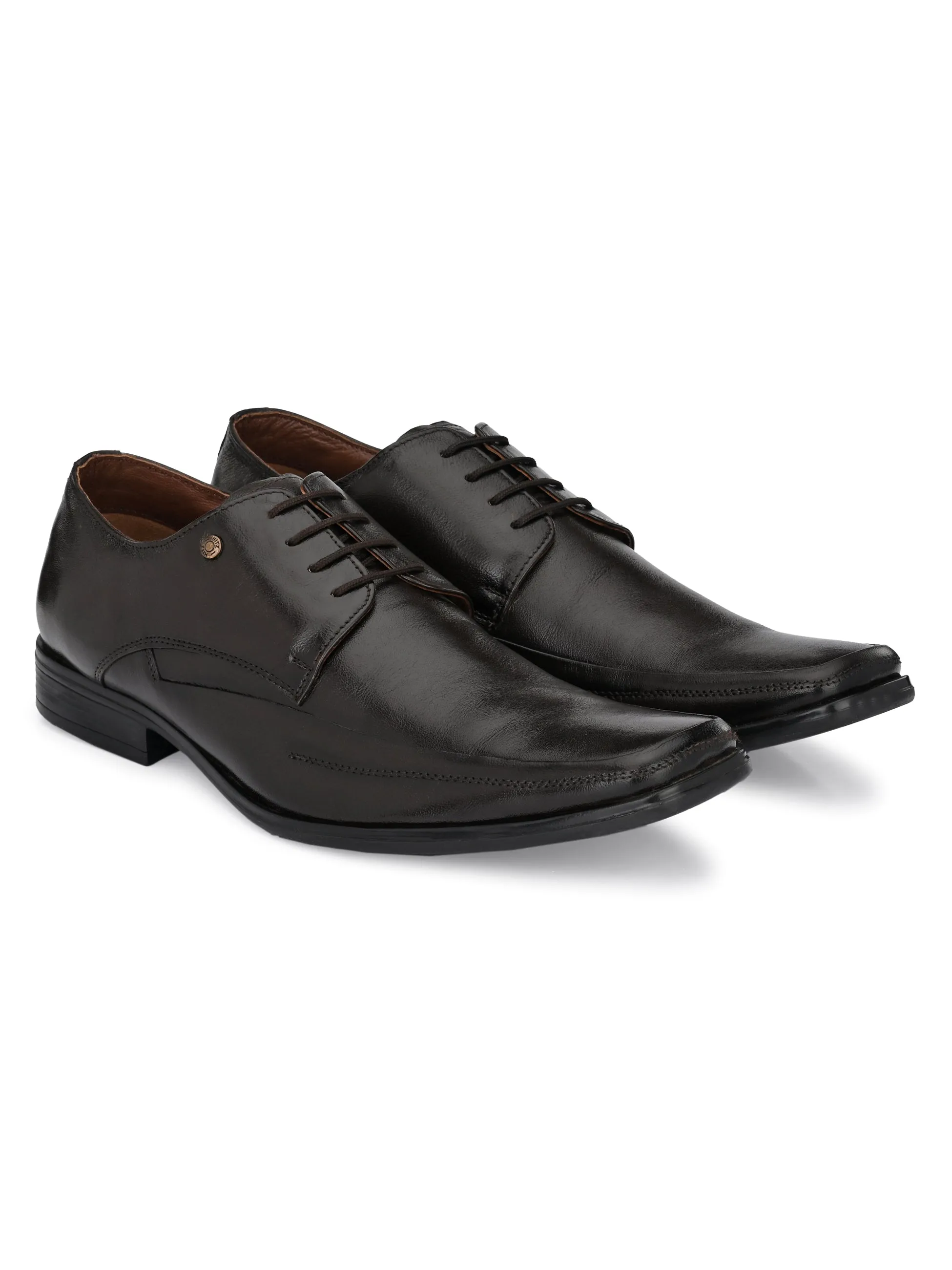 Hitz Men's Brown Leather Lace-up Formal Shoes