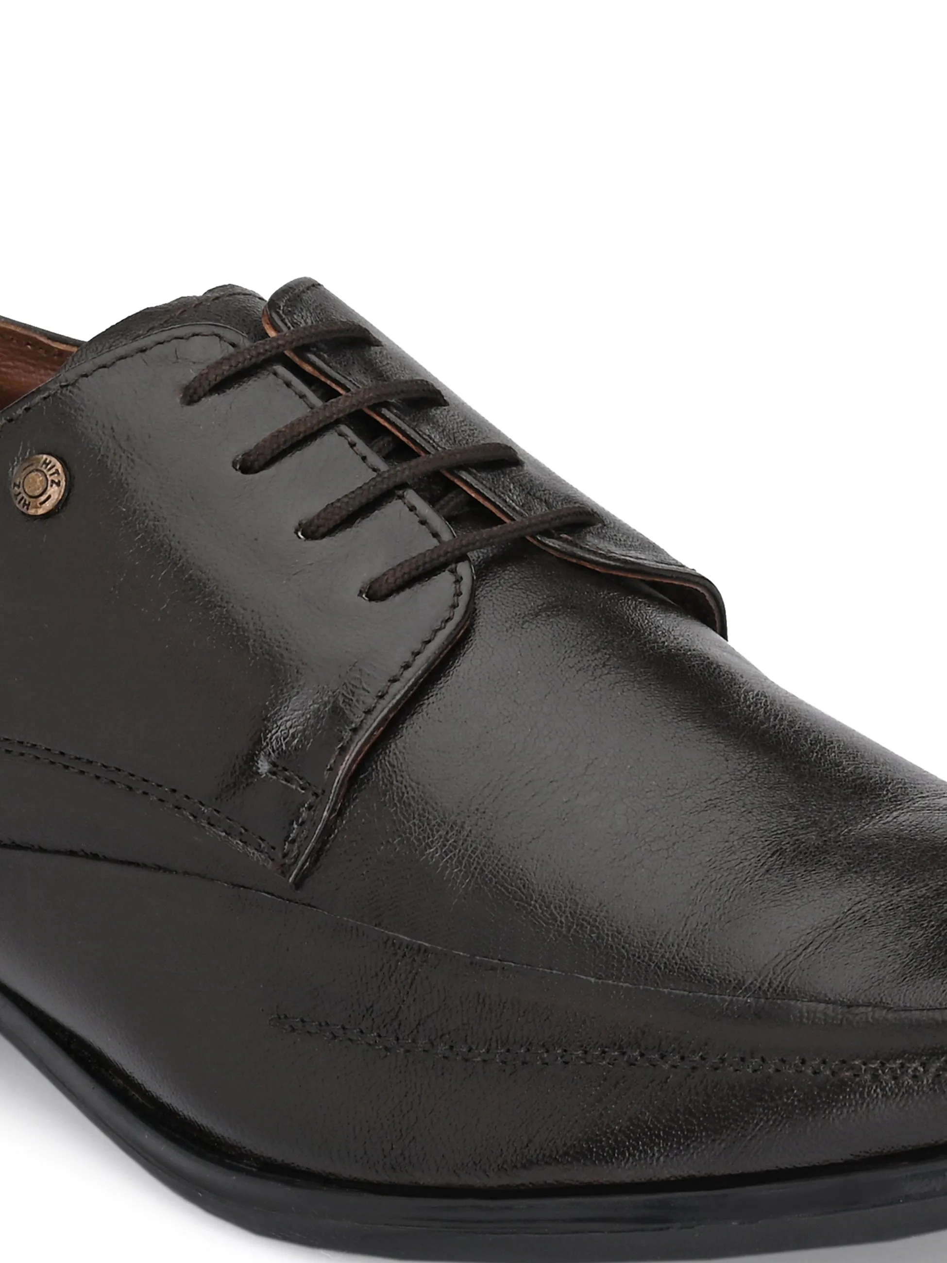 Hitz Men's Brown Leather Lace-up Formal Shoes