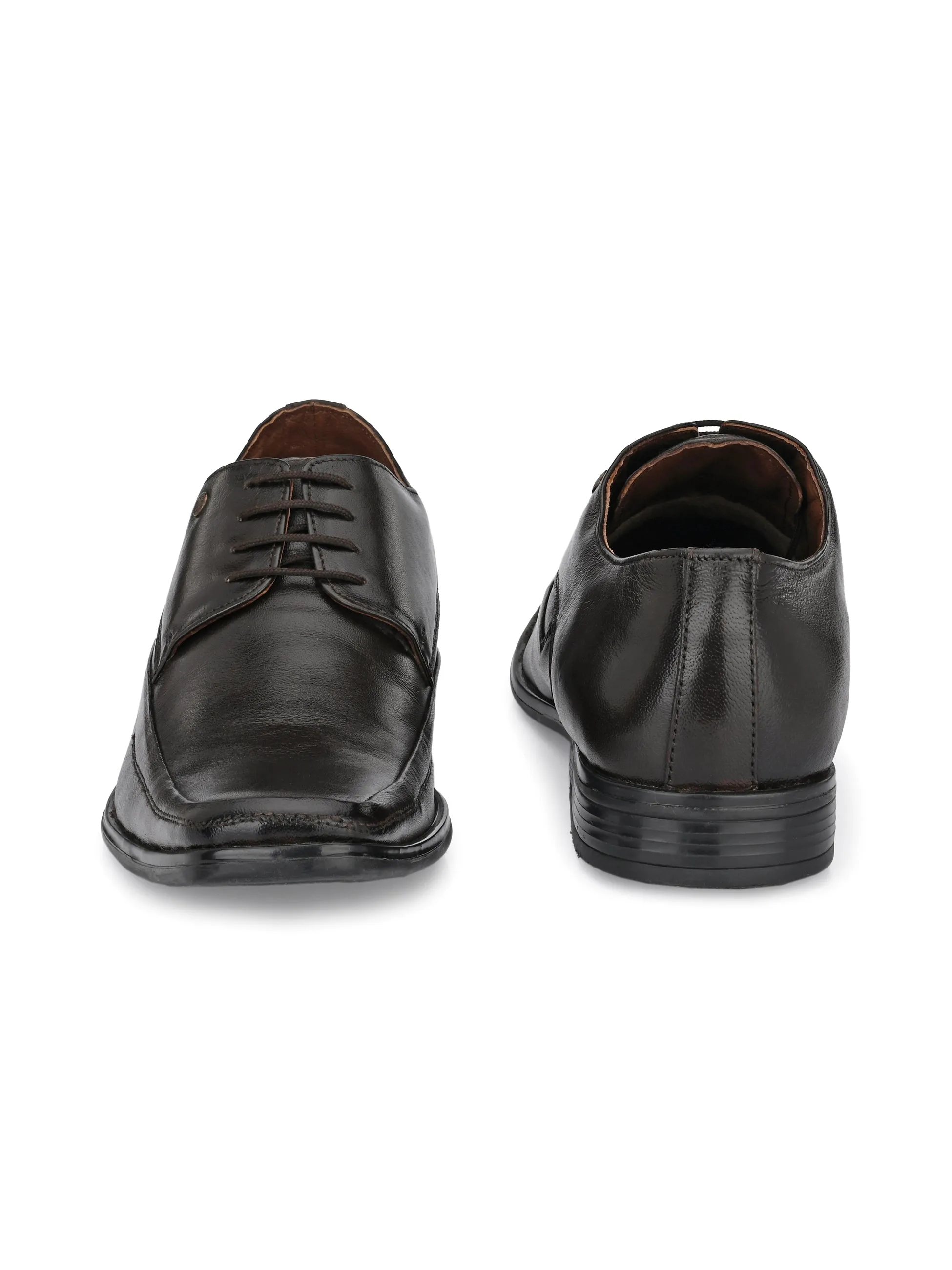 Hitz Men's Brown Leather Lace-up Formal Shoes