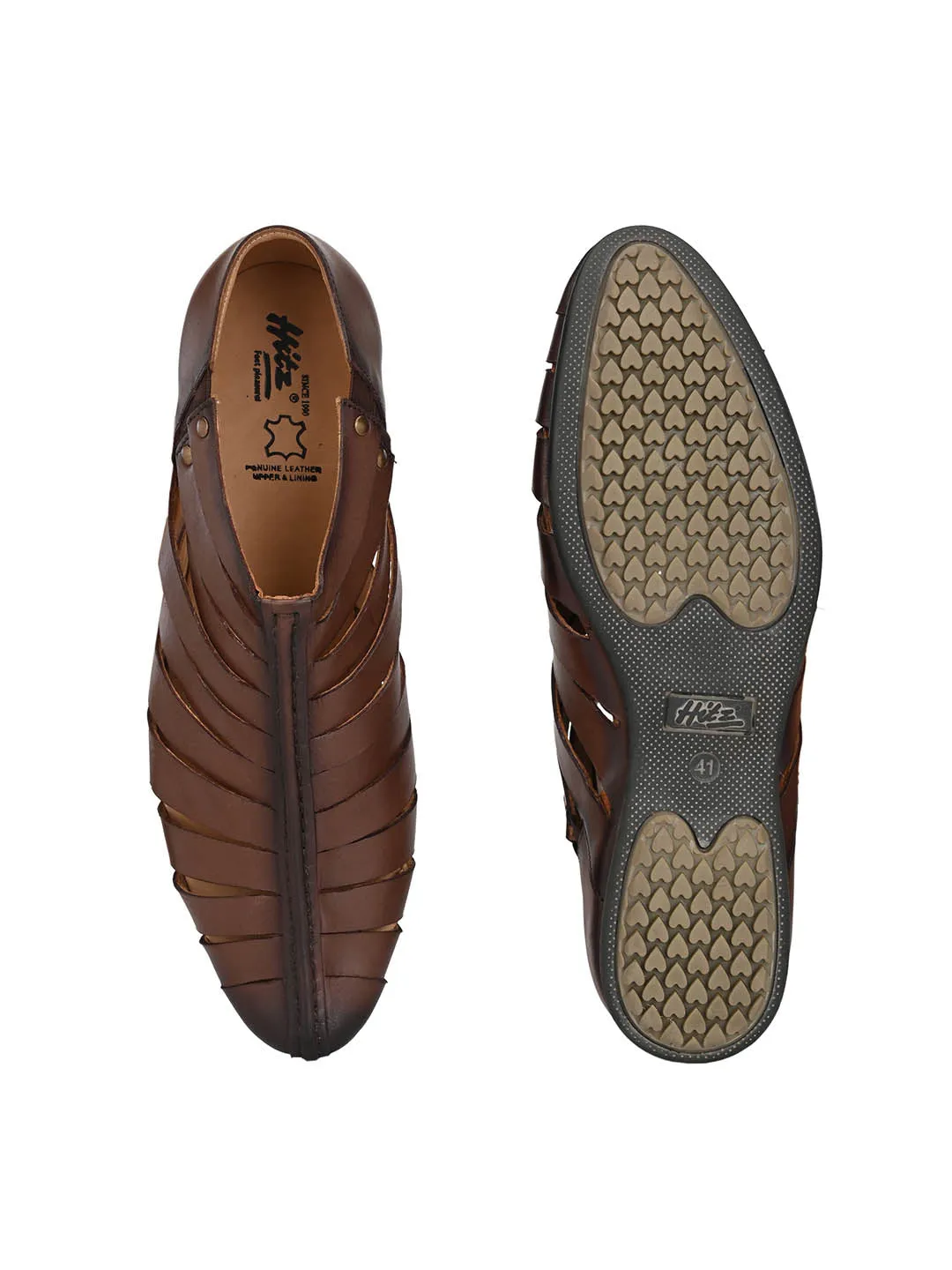 Hitz Men's Brown Leather Slip-On Shoes