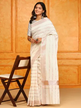 Kerala Cream Copper Jari Weaving Saree KS119