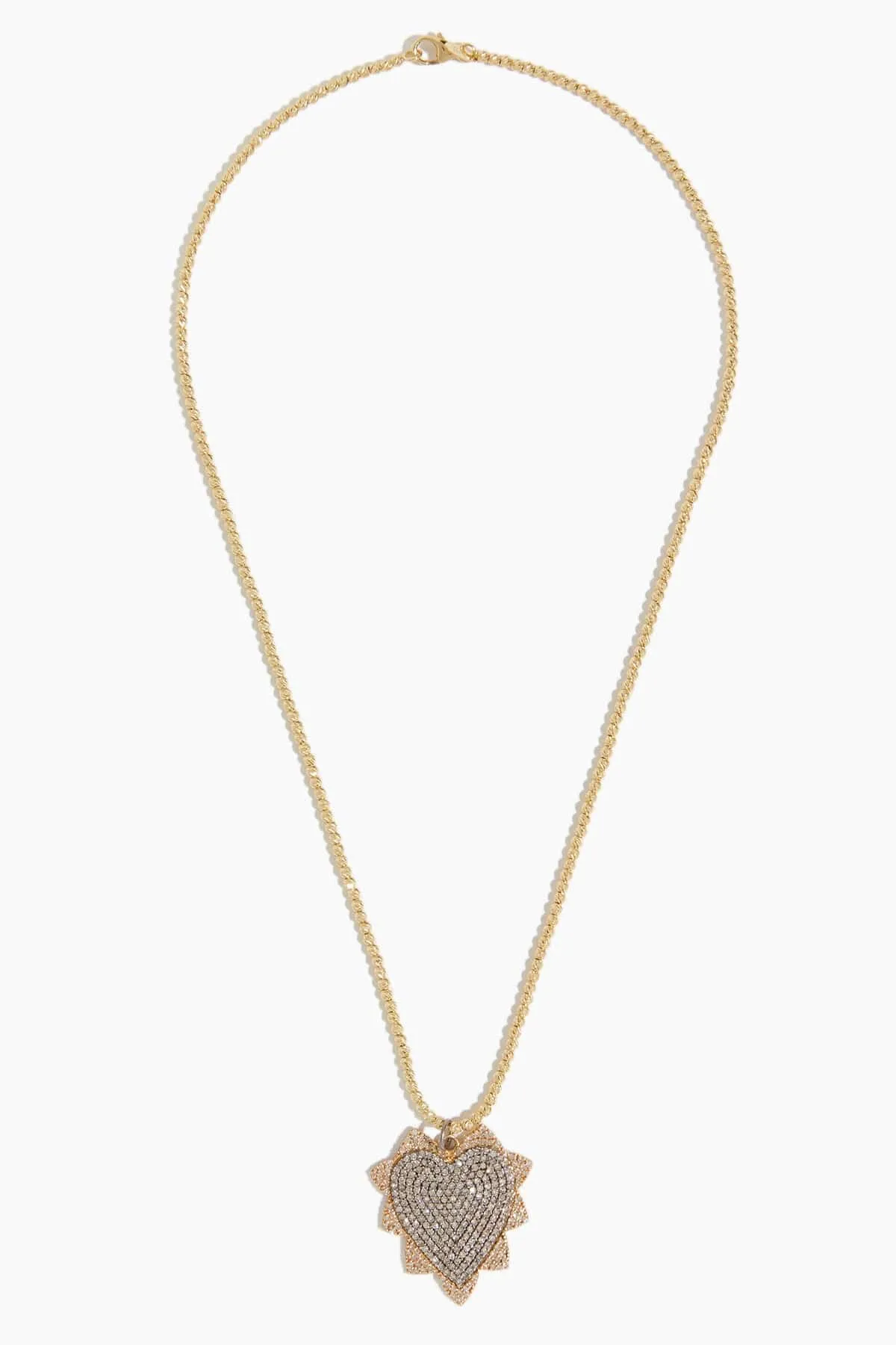 Large Spike Heart Pendant in 14k Yellow Gold/Sterling Silver