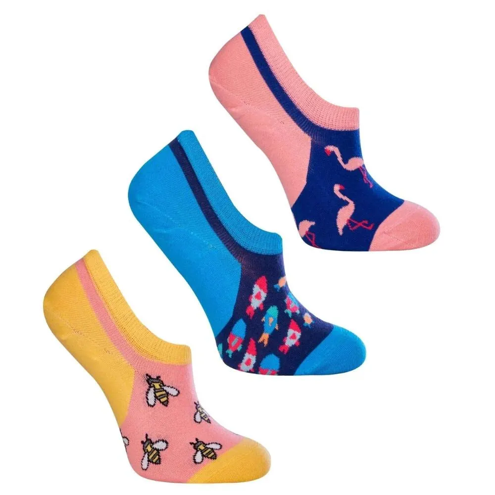 Love Sock Company 3 Pairs Colorful Funky No-Show Socks Bundle 2 (Unisex)