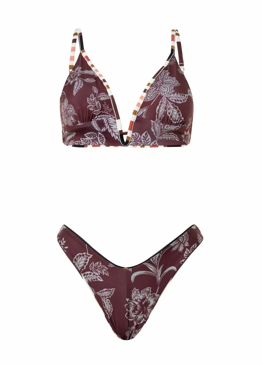 Maaji Burgundy Barcode Megan High Leg Bikini Bottom