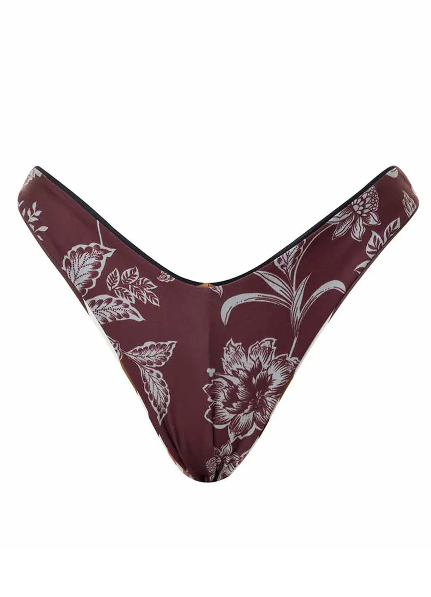 Maaji Burgundy Barcode Megan High Leg Bikini Bottom