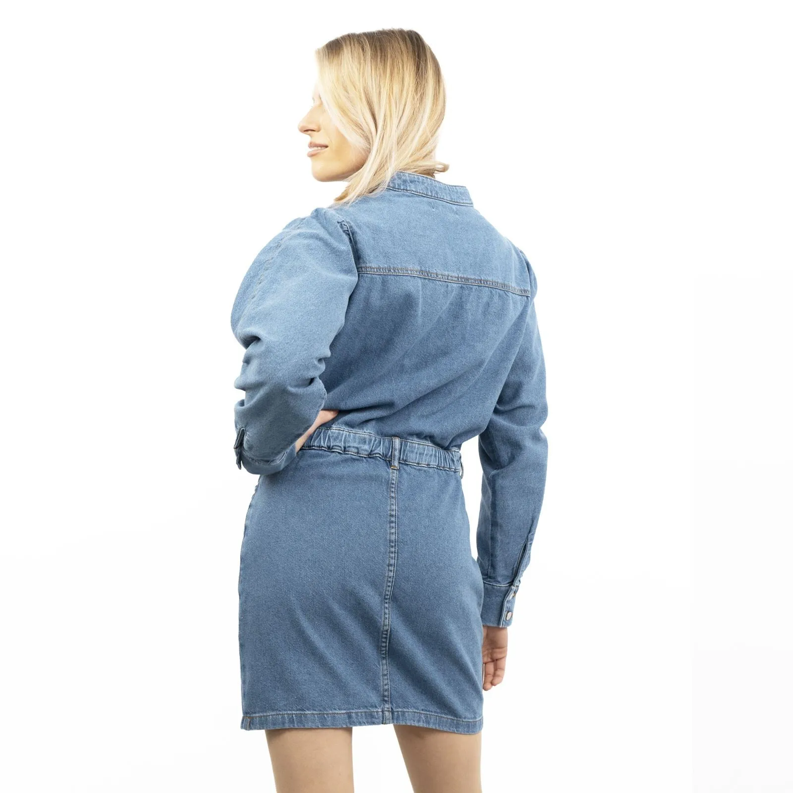 Oasis Blue Denim Long Sleeve Mini Dress