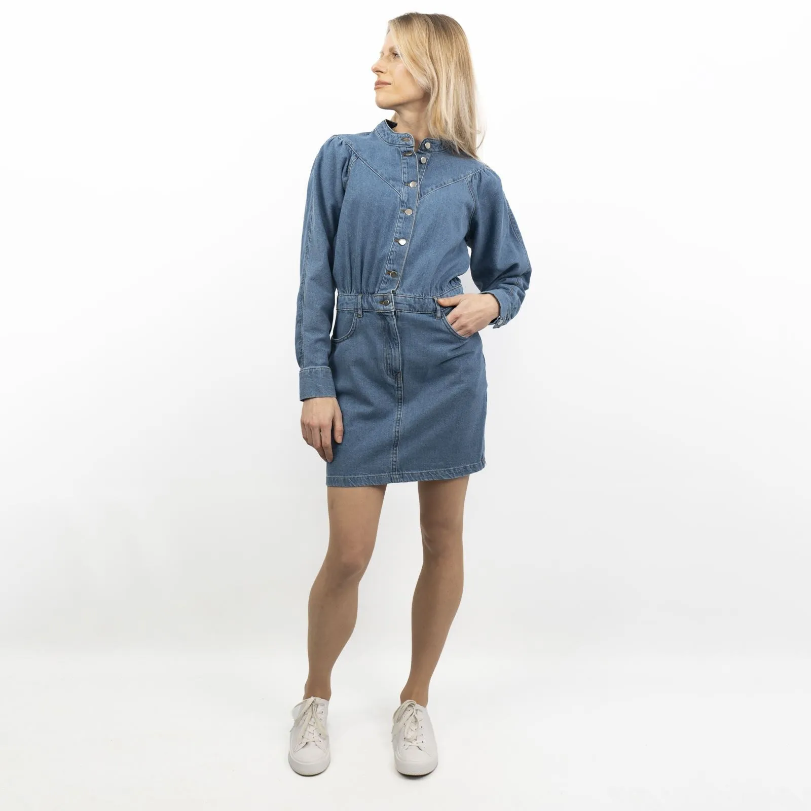 Oasis Blue Denim Long Sleeve Mini Dress