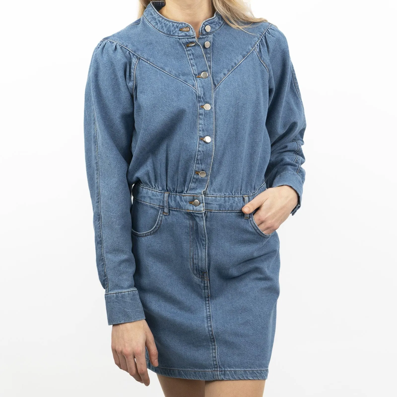 Oasis Blue Denim Long Sleeve Mini Dress