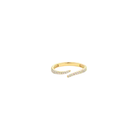 Open Diamond Curved Ring - 14K Yellow Gold