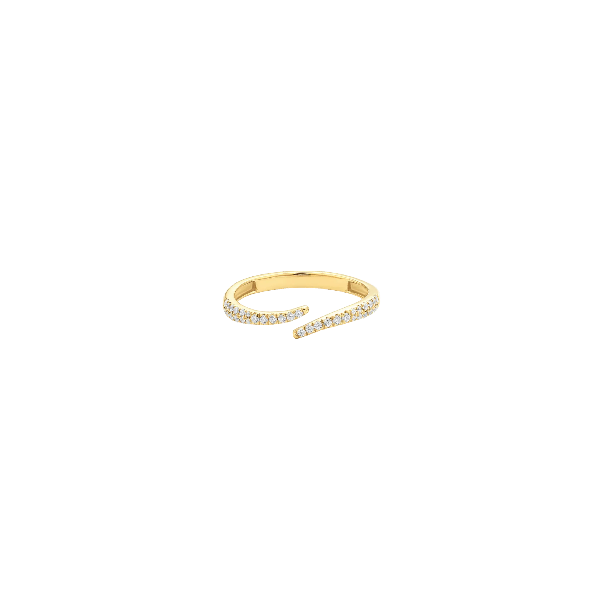 Open Diamond Curved Ring - 14K Yellow Gold