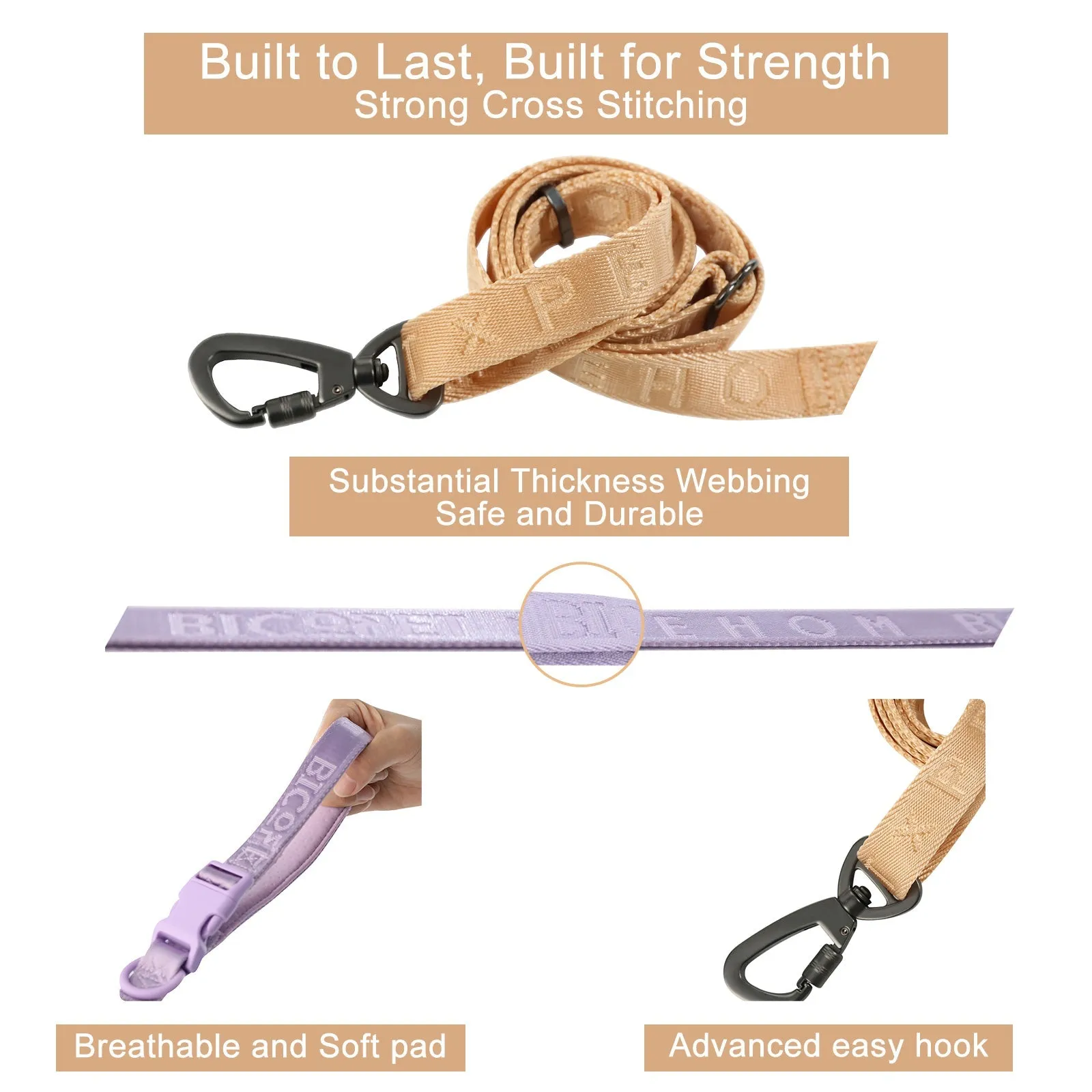 PADDED  ACTIVE  PET LEASH  - MINT PURPLE