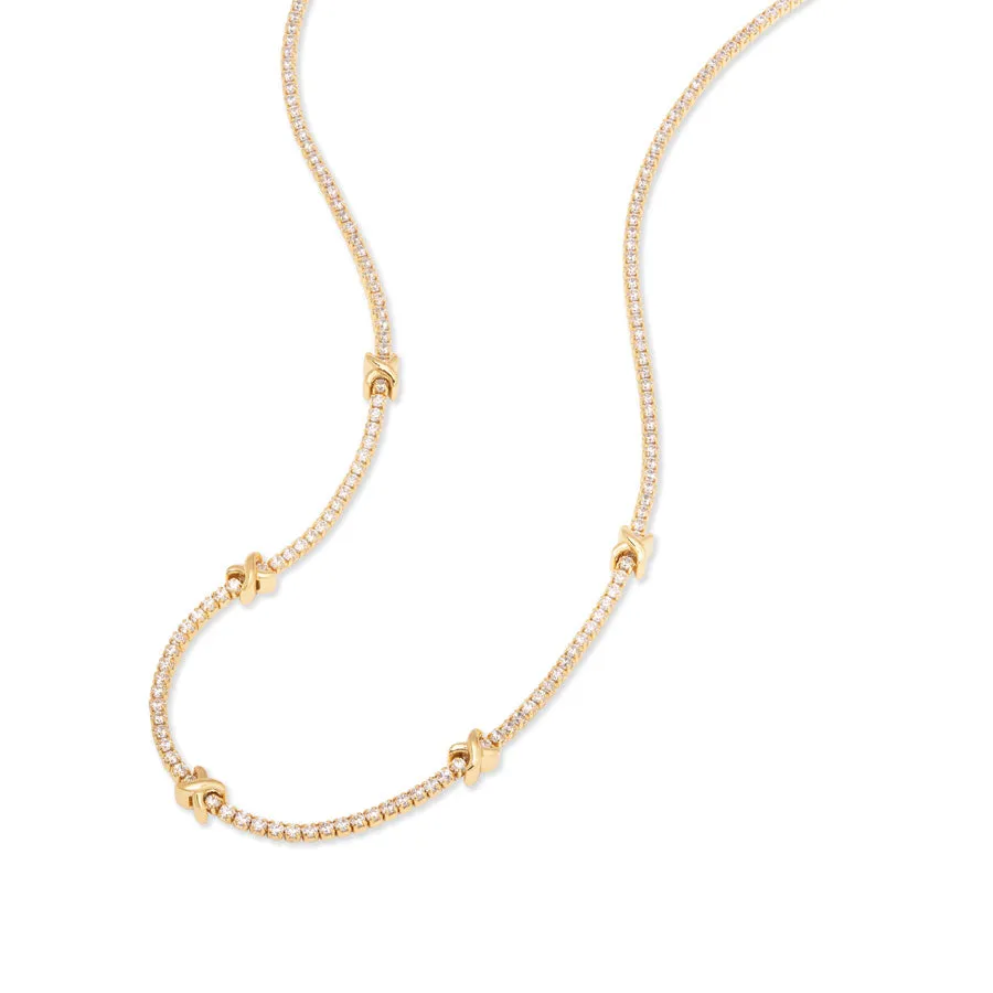 Pave 14K Gold Vermeil Petite Tennis Necklace