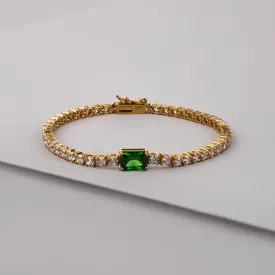 Pave 18K Gold Vermeil Baguette Emerald Tennis Bracelet