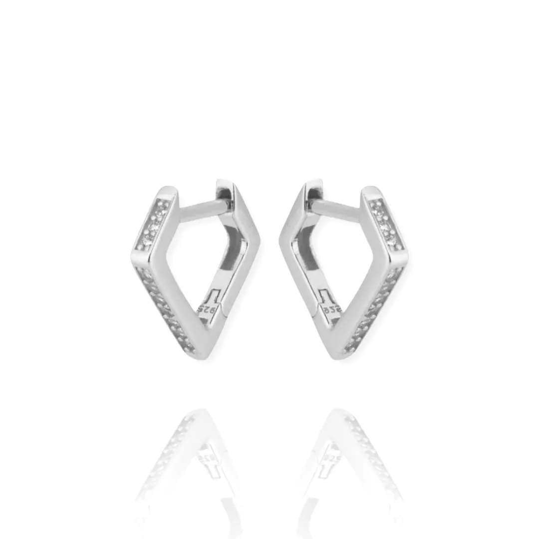 Pave Spike Triangle Hoops