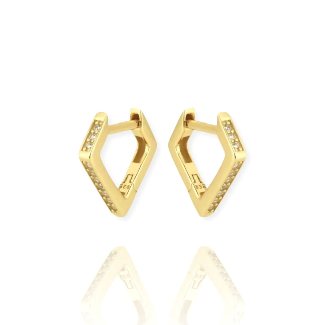 Pave Spike Triangle Hoops