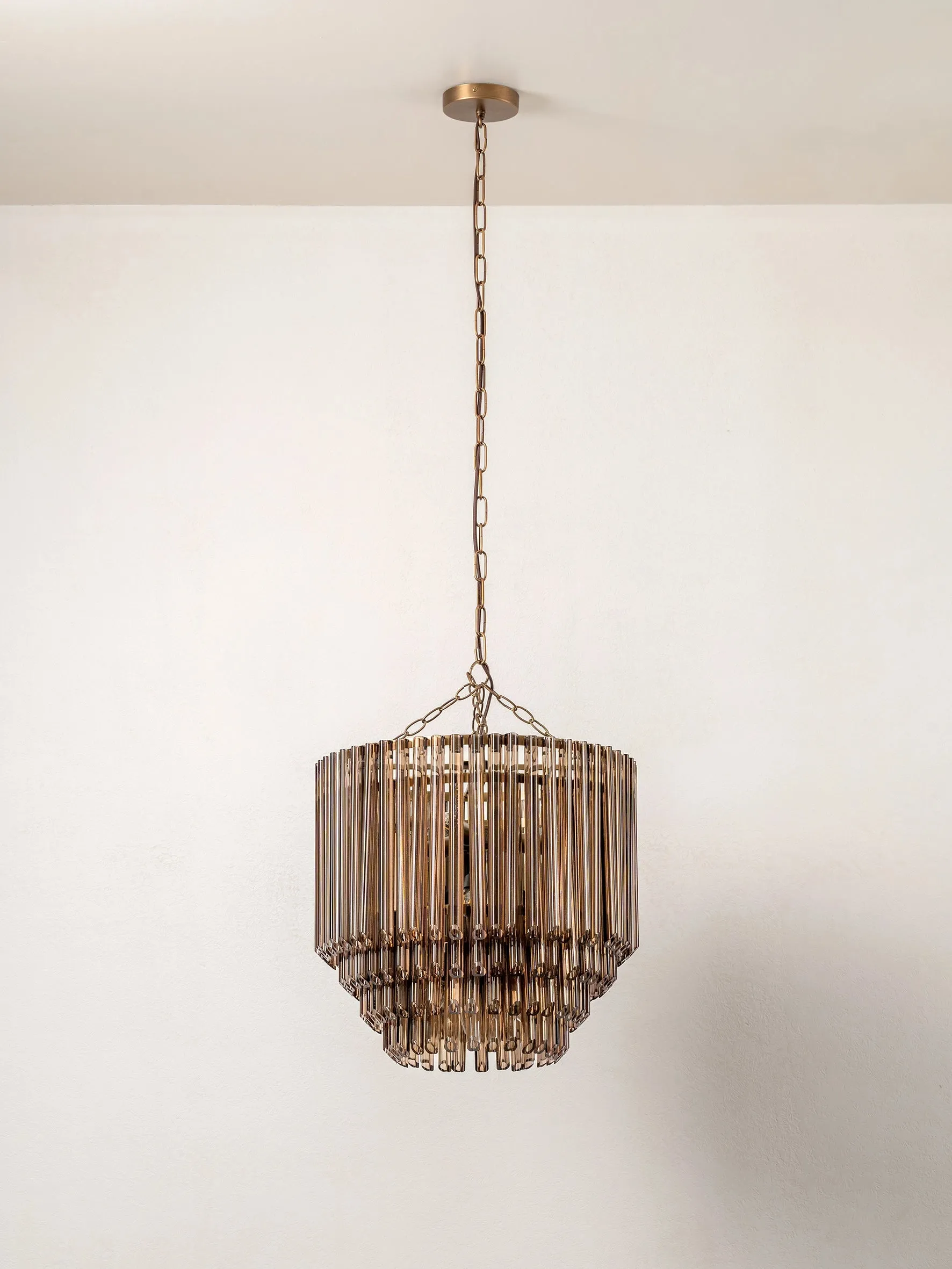 Petalia - 5 light bronze and smoked chocolate glass tube tall chandelier