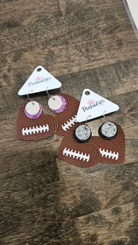 Pickerington Sparkle Heart Football Earrings