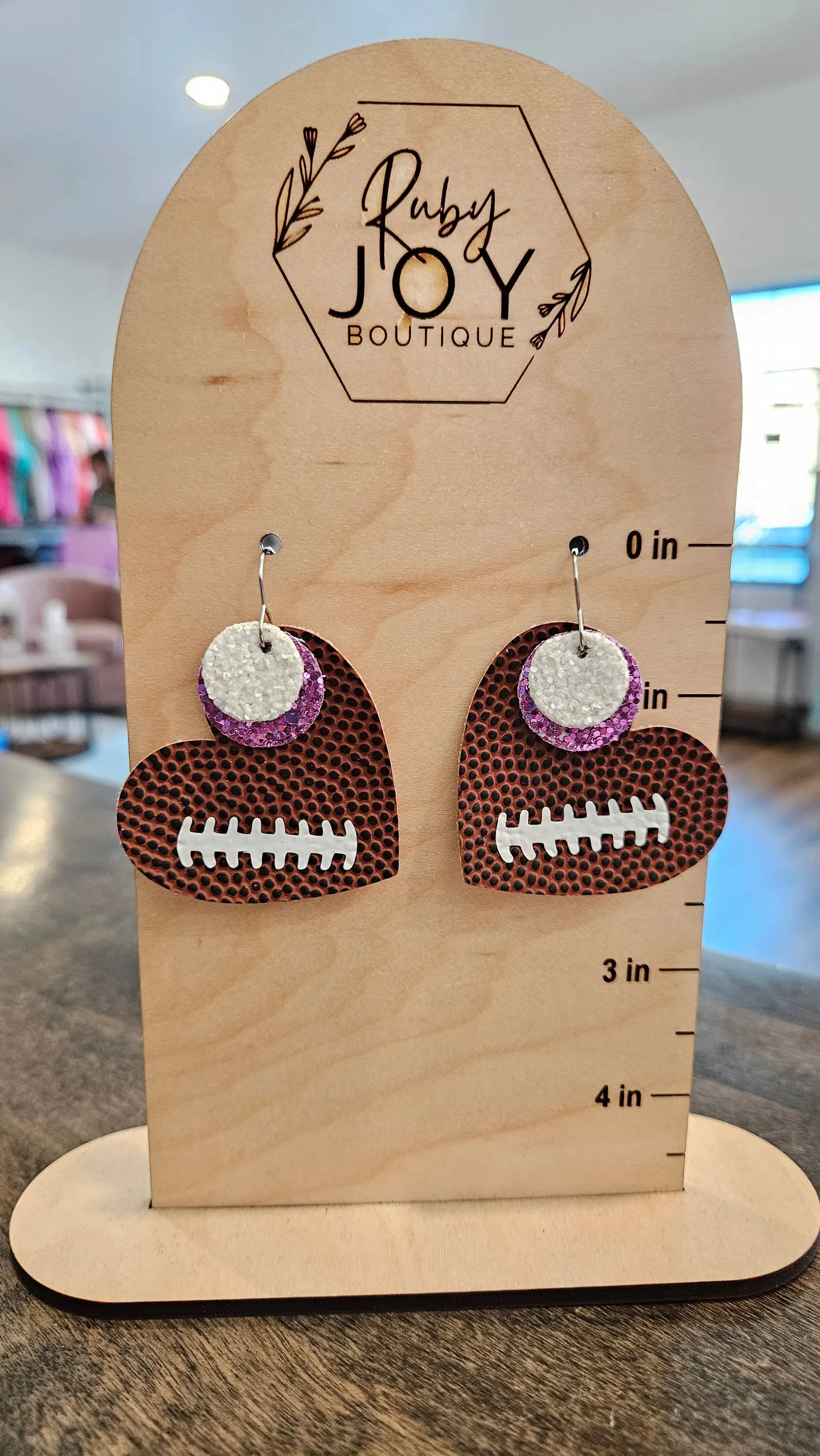 Pickerington Sparkle Heart Football Earrings